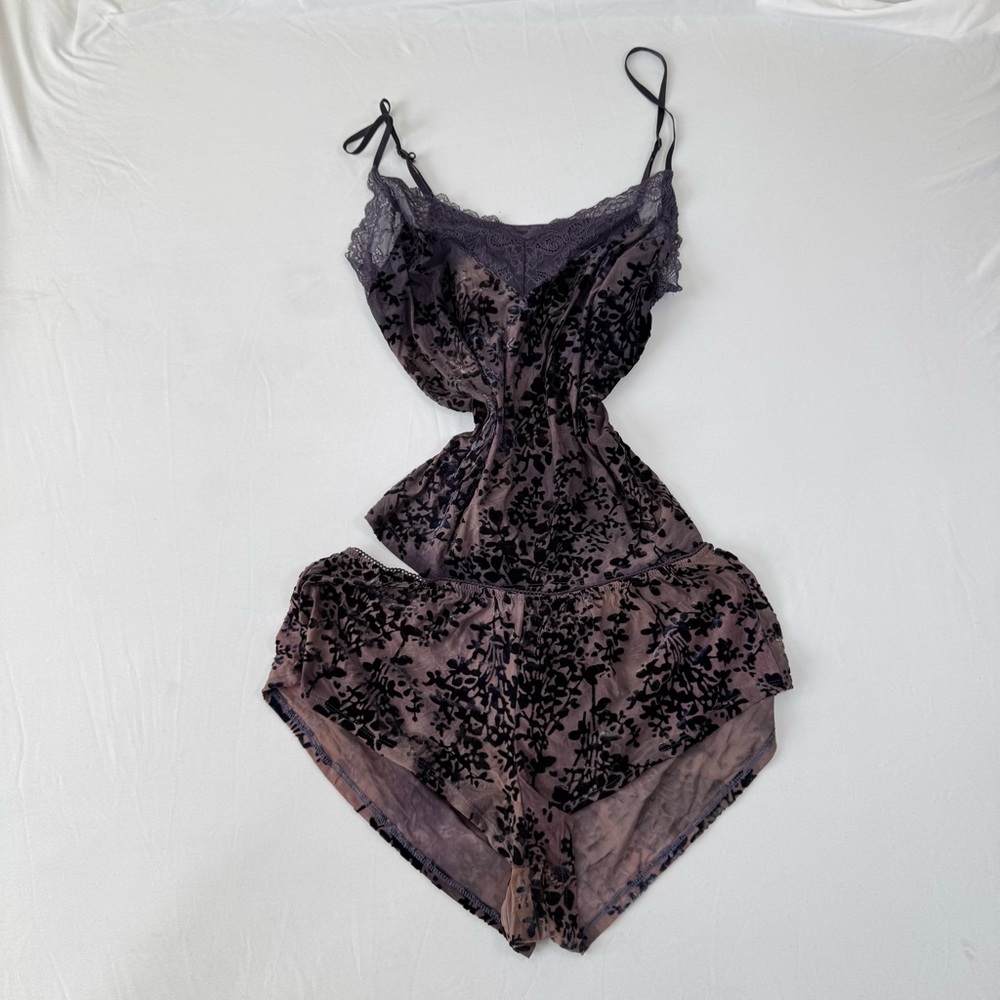 In Bloom Purple Burnout Velvet Sleep Set Large